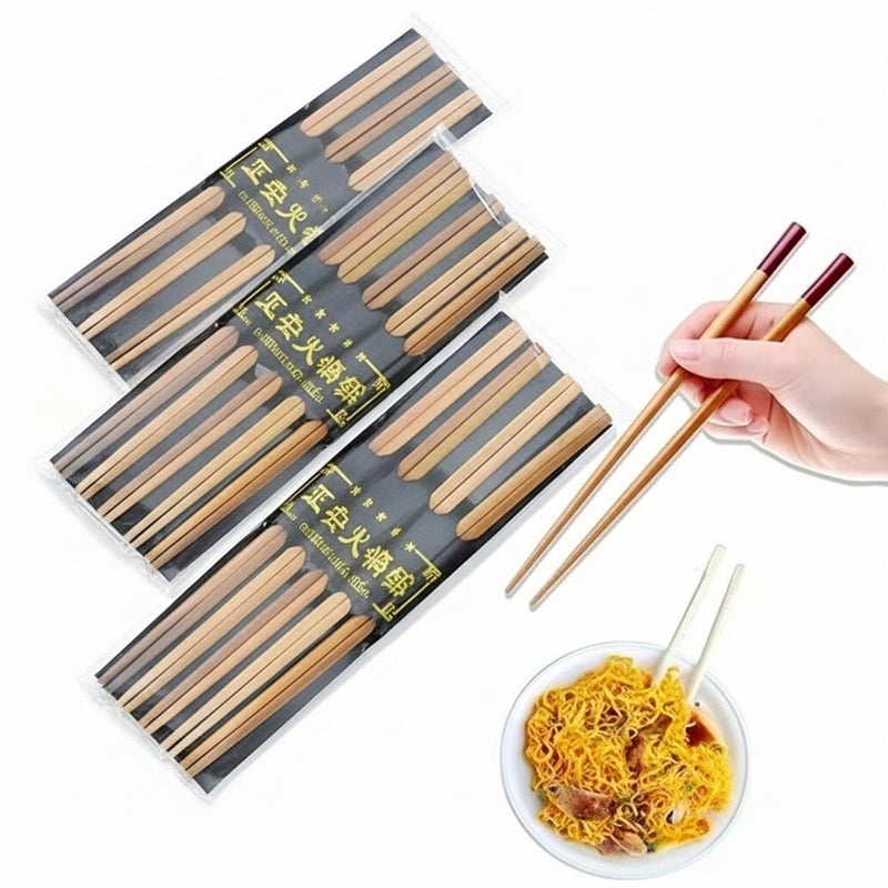 general Explore Asian Cuisine: These non-slip chopsticks are suitable for beginners and experienced alike to serve a wide range of Chinese, Vietnamese and Korean food, such as noodles, rice, sushi, sashimi, meat or fried chicken dishes. HIGH-QUALITY MATERIALS: Our reusable chopsticks are made of carefully selected high-quality bamboo, which is a natural and environmentally friendly material. The material is also dishwasher safe but is also food grade, non-toxic and chemical-free. - Image 4